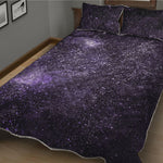 Dark Purple Cosmos Galaxy Space Print Quilt Bed Set