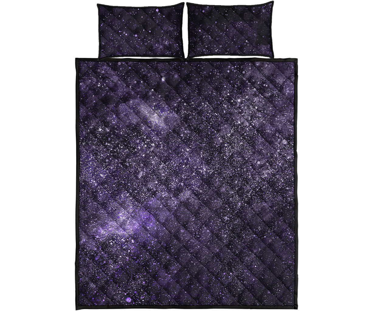 Dark Purple Cosmos Galaxy Space Print Quilt Bed Set