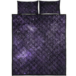 Dark Purple Cosmos Galaxy Space Print Quilt Bed Set