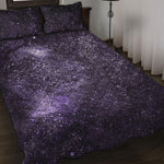 Dark Purple Cosmos Galaxy Space Print Quilt Bed Set