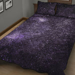 Dark Purple Cosmos Galaxy Space Print Quilt Bed Set