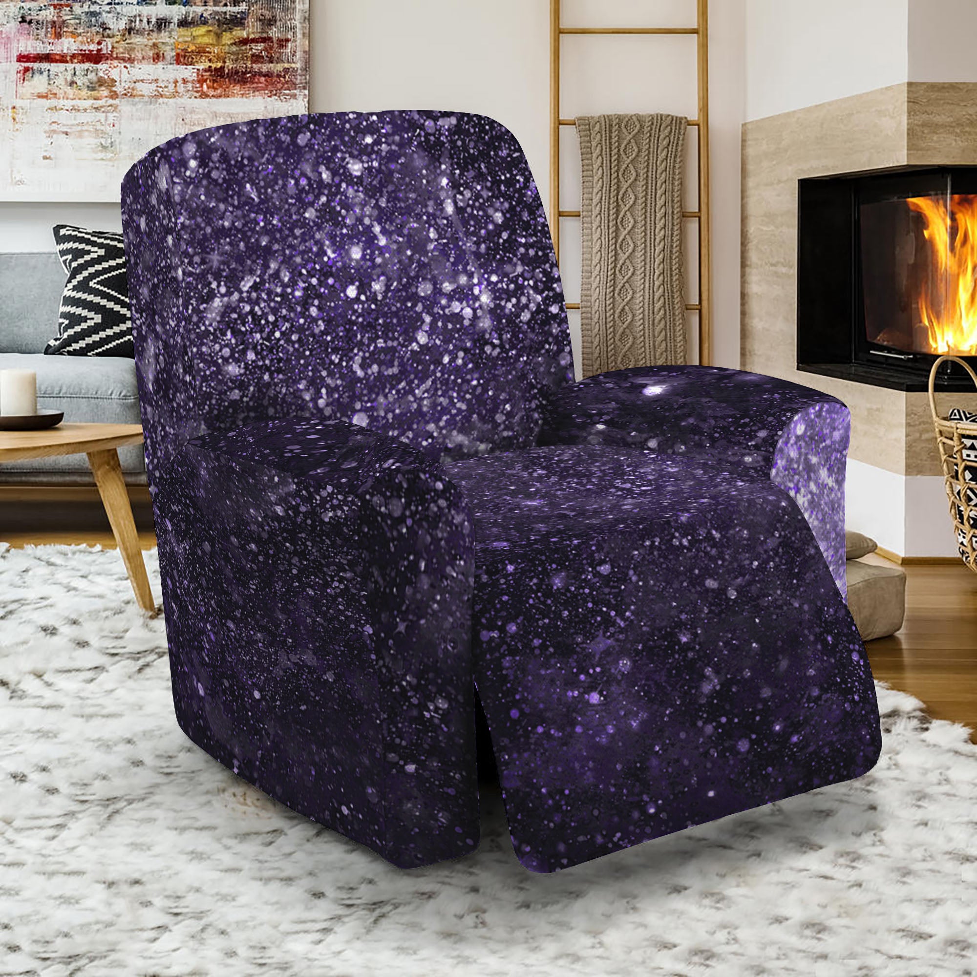 Dark Purple Cosmos Galaxy Space Print Recliner Slipcover