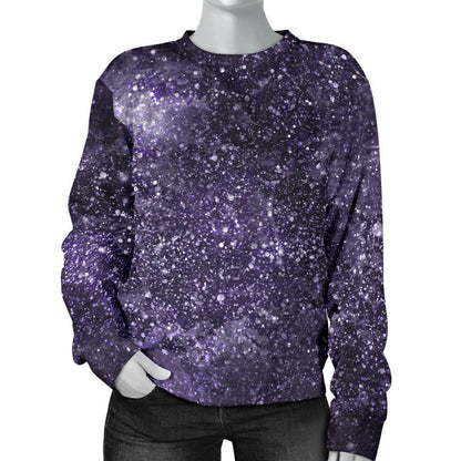 Dark Purple Cosmos Galaxy Space Print Women's Crewneck Sweatshirt GearFrost