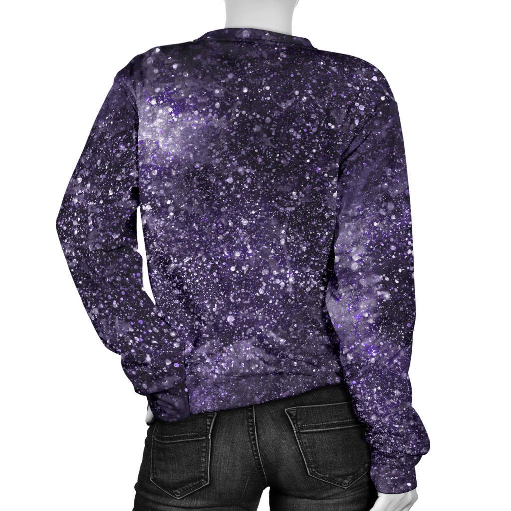 Dark Purple Cosmos Galaxy Space Print Women's Crewneck Sweatshirt GearFrost