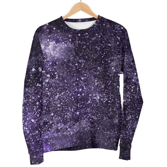 Dark Purple Cosmos Galaxy Space Print Women's Crewneck Sweatshirt GearFrost