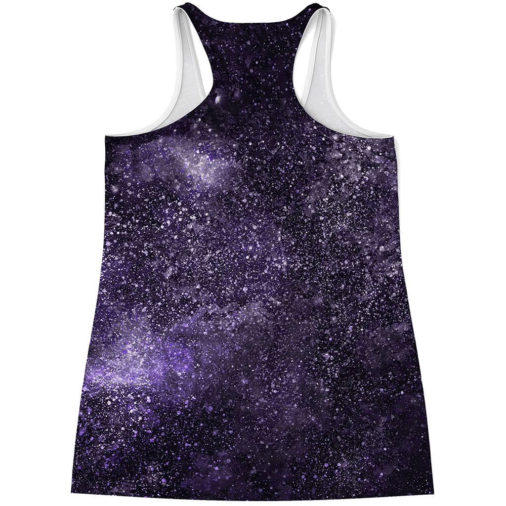 Dark Purple Cosmos Galaxy Space Print Women's Racerback Tank Top