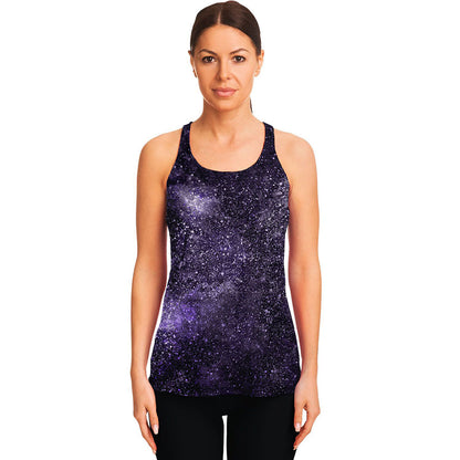 Dark Purple Cosmos Galaxy Space Print Women's Racerback Tank Top