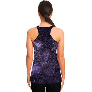 Dark Purple Cosmos Galaxy Space Print Women's Racerback Tank Top