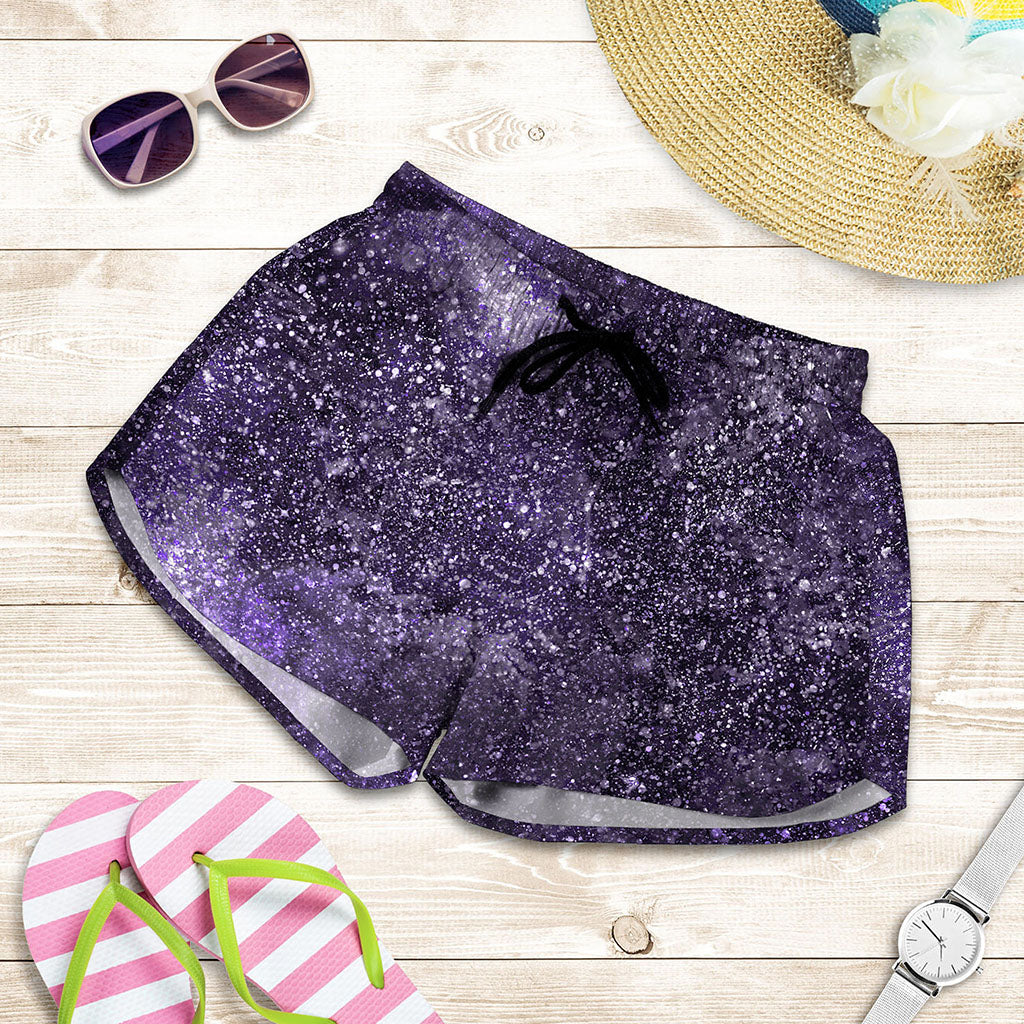 Dark Purple Cosmos Galaxy Space Print Women's Shorts