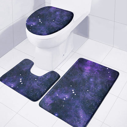 Dark Purple Galaxy Outer Space Print 3 Piece Bath Mat Set