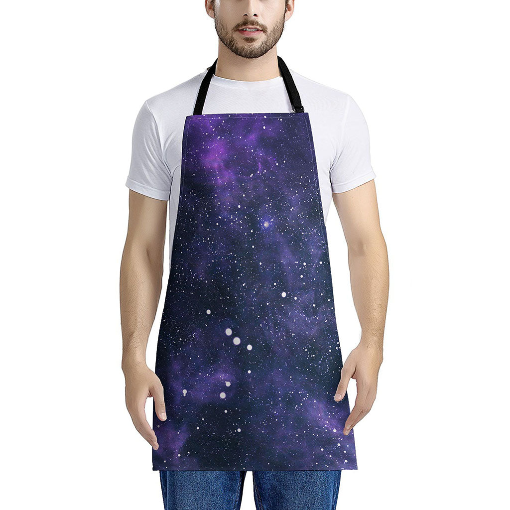 Dark Purple Galaxy Outer Space Print Apron