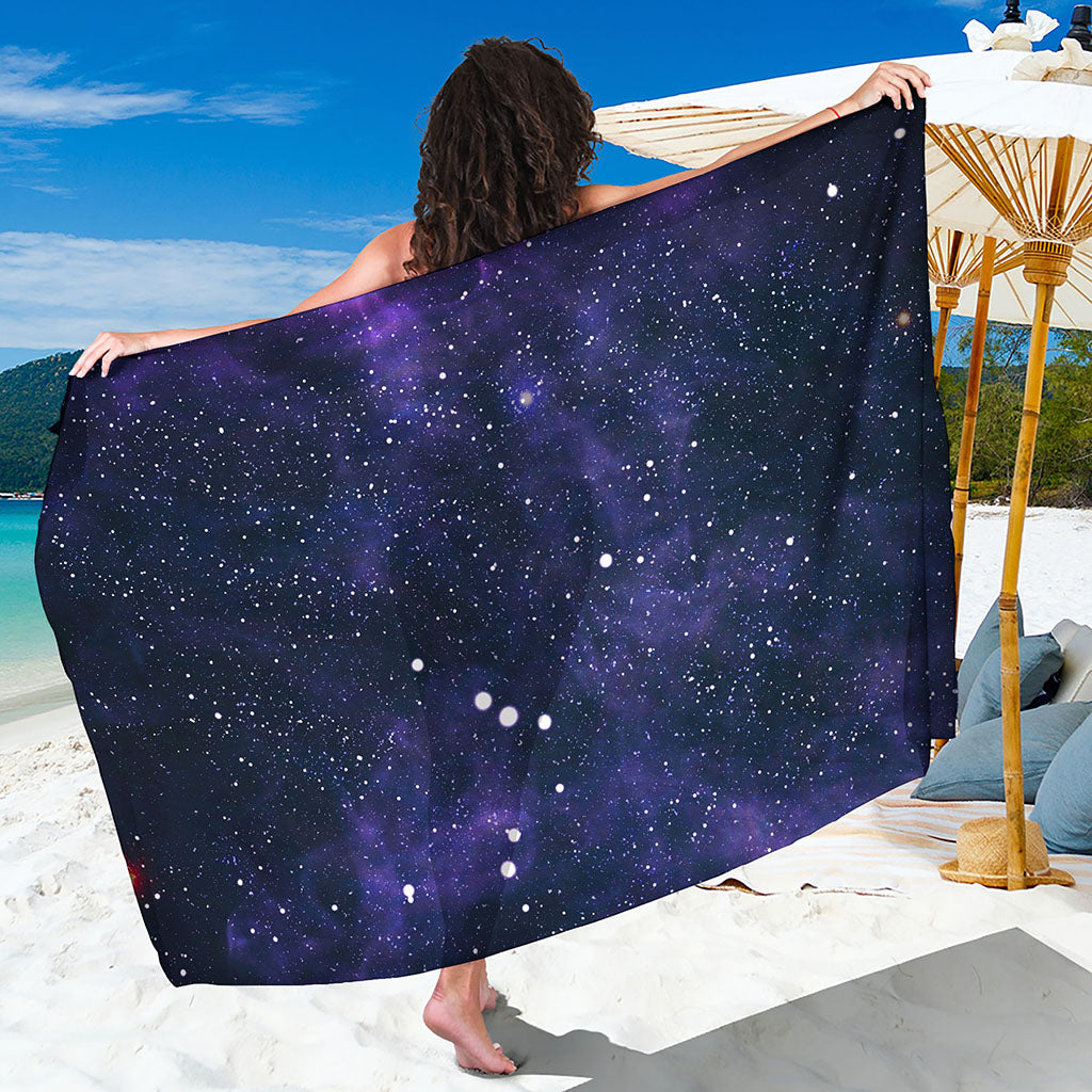 Dark Purple Galaxy Outer Space Print Beach Sarong Wrap