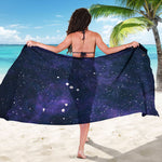 Dark Purple Galaxy Outer Space Print Beach Sarong Wrap