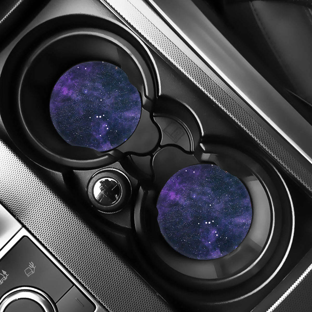 Dark Purple Galaxy Outer Space Print Car Coasters
