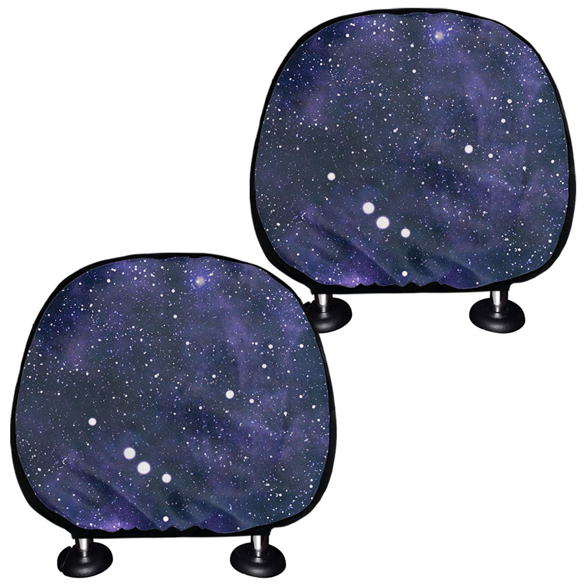 Dark Purple Galaxy Outer Space Print Car Headrest Covers