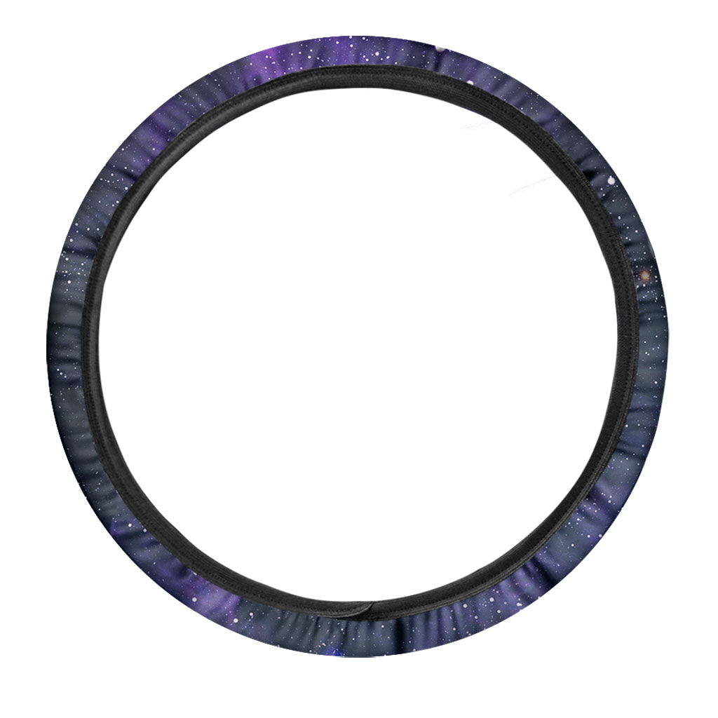 Dark Purple Galaxy Outer Space Print Car Steering Wheel Cover