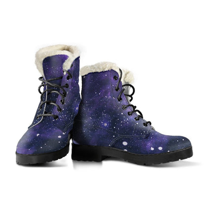 Dark Purple Galaxy Outer Space Print Comfy Boots GearFrost