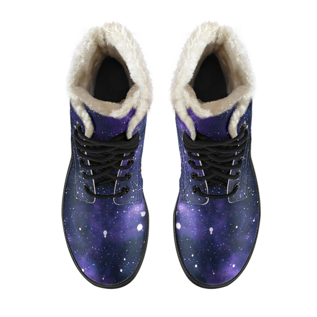 Dark Purple Galaxy Outer Space Print Comfy Boots GearFrost