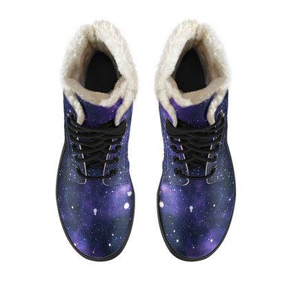 Dark Purple Galaxy Outer Space Print Comfy Boots GearFrost