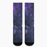 Dark Purple Galaxy Outer Space Print Crew Socks