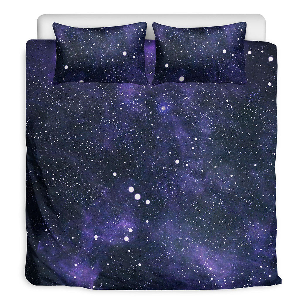 Dark Purple Galaxy Outer Space Print Duvet Cover Bedding Set