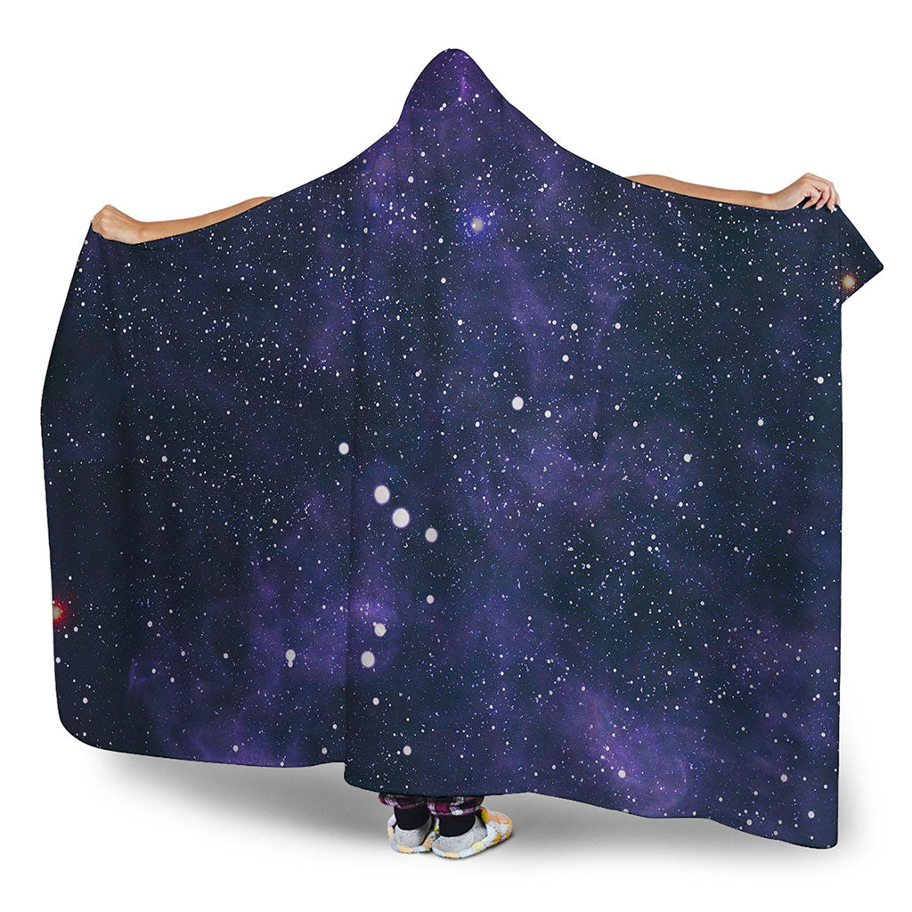 Dark Purple Galaxy Outer Space Print Hooded Blanket