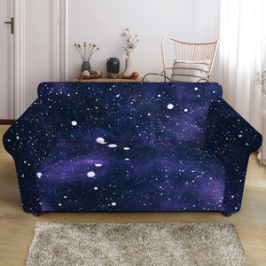 Dark Purple Galaxy Outer Space Print Loveseat Slipcover