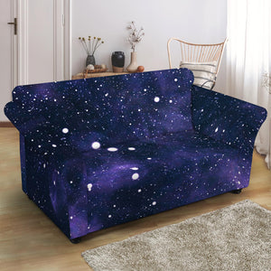 Dark Purple Galaxy Outer Space Print Loveseat Slipcover