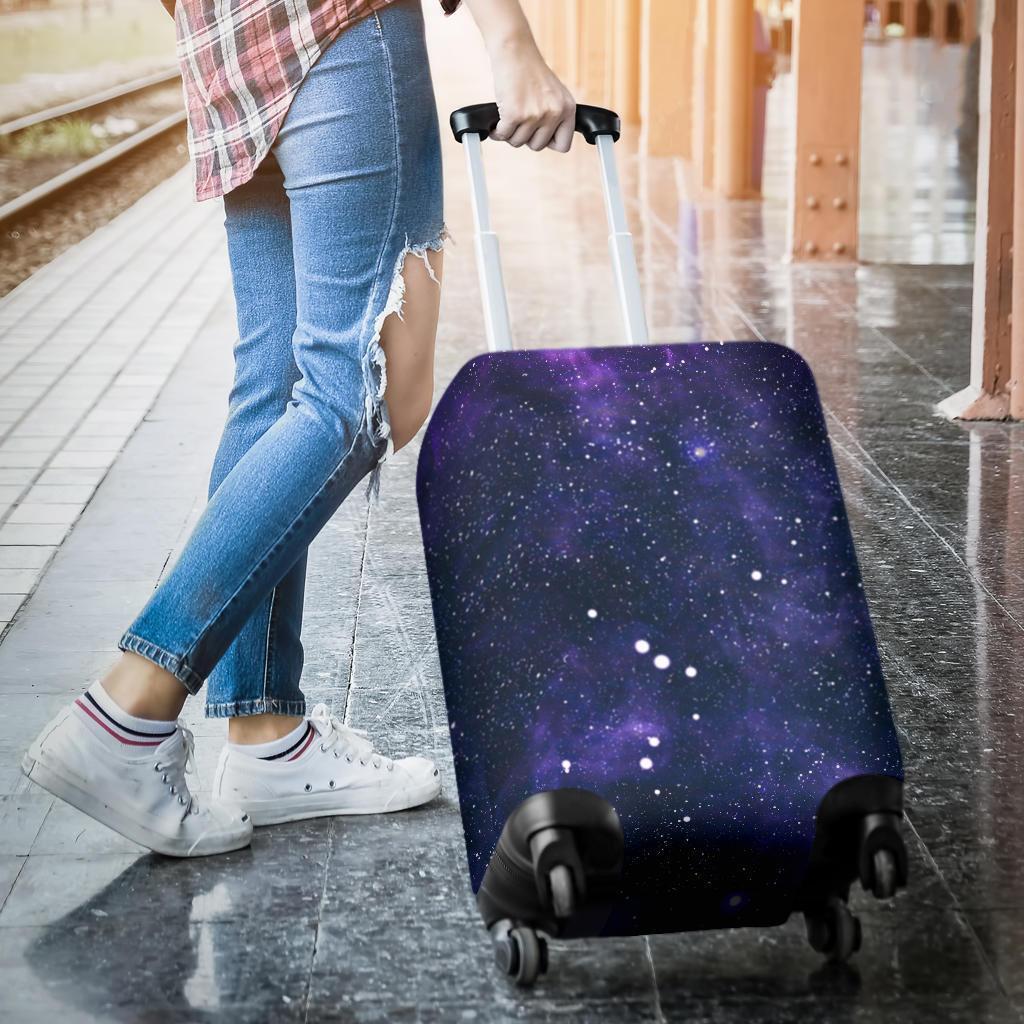 Dark Purple Galaxy Outer Space Print Luggage Cover GearFrost