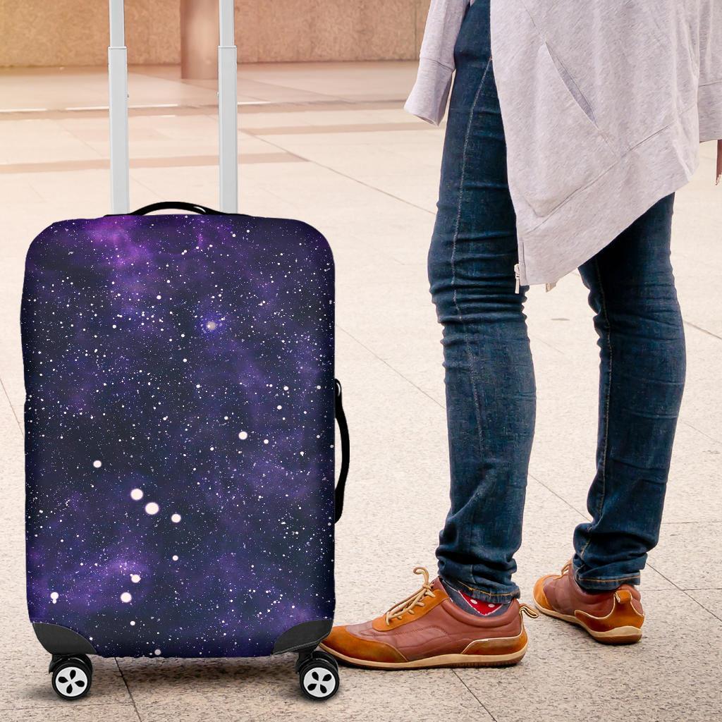 Dark Purple Galaxy Outer Space Print Luggage Cover GearFrost