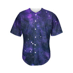 Dark Purple Galaxy Outer Space Print Men's Baseball Jersey