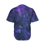 Dark Purple Galaxy Outer Space Print Men's Baseball Jersey