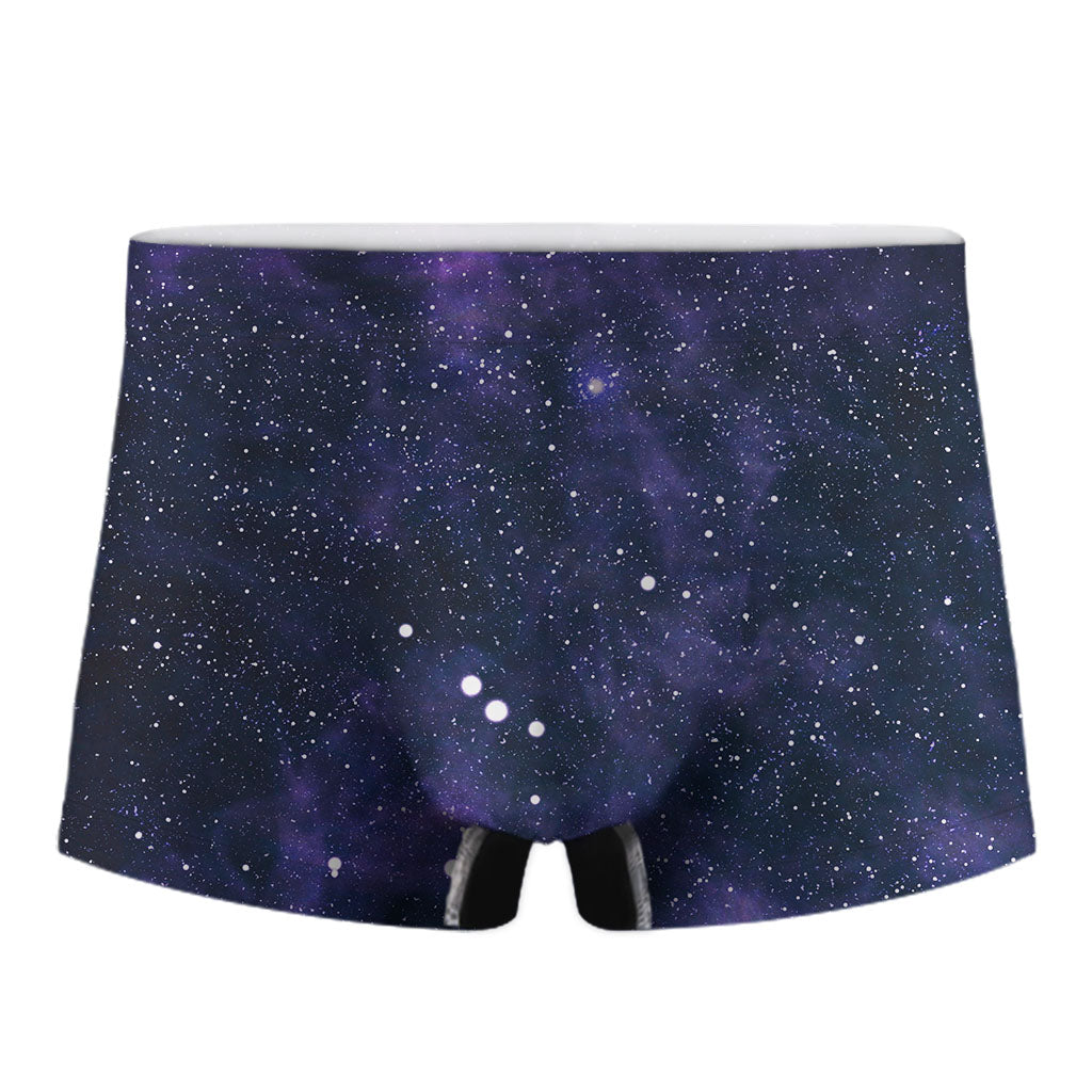 Dark Purple Galaxy Outer Space Print Men's Boxer Briefs