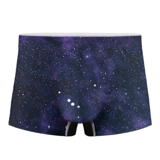 Dark Purple Galaxy Outer Space Print Men's Boxer Briefs