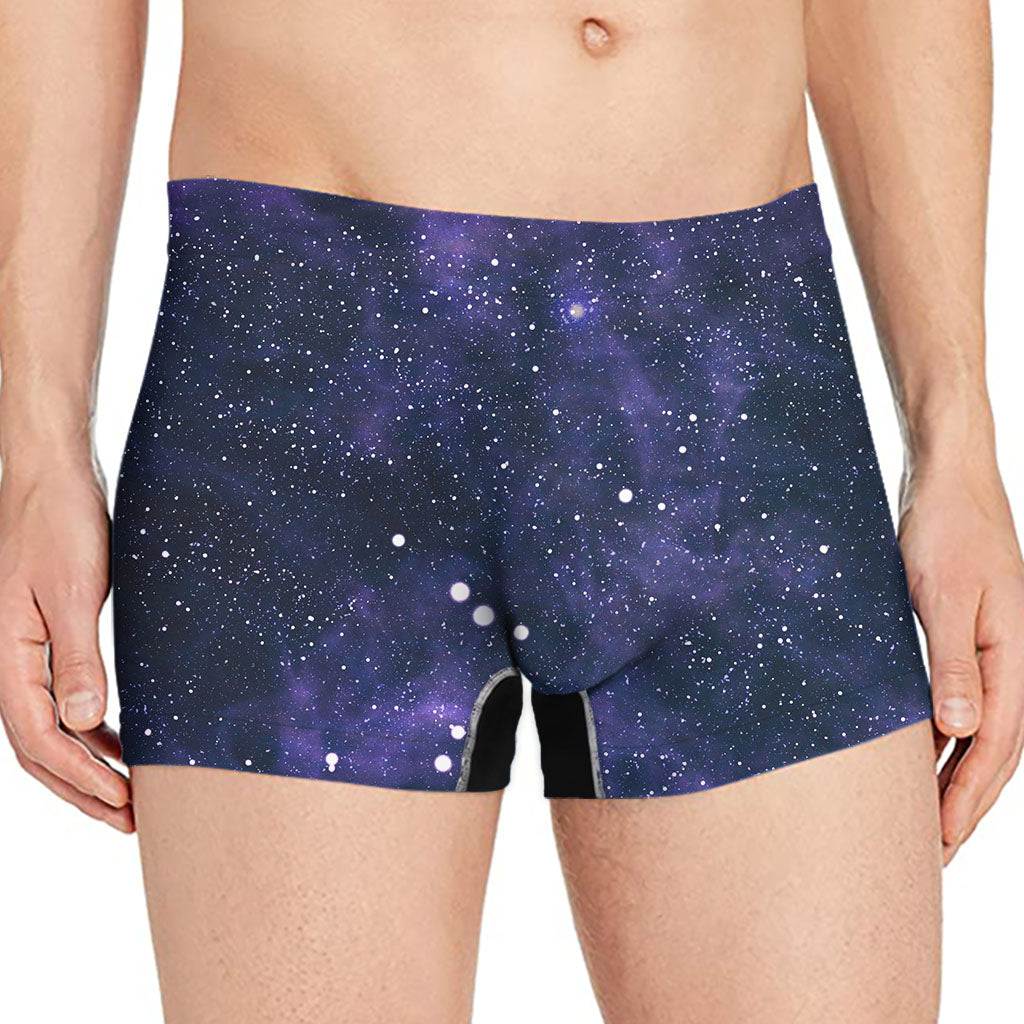 Dark Purple Galaxy Outer Space Print Men's Boxer Briefs