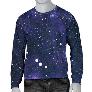 Dark Purple Galaxy Outer Space Print Men's Crewneck Sweatshirt GearFrost