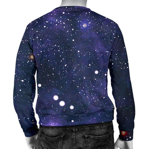 Dark Purple Galaxy Outer Space Print Men's Crewneck Sweatshirt GearFrost