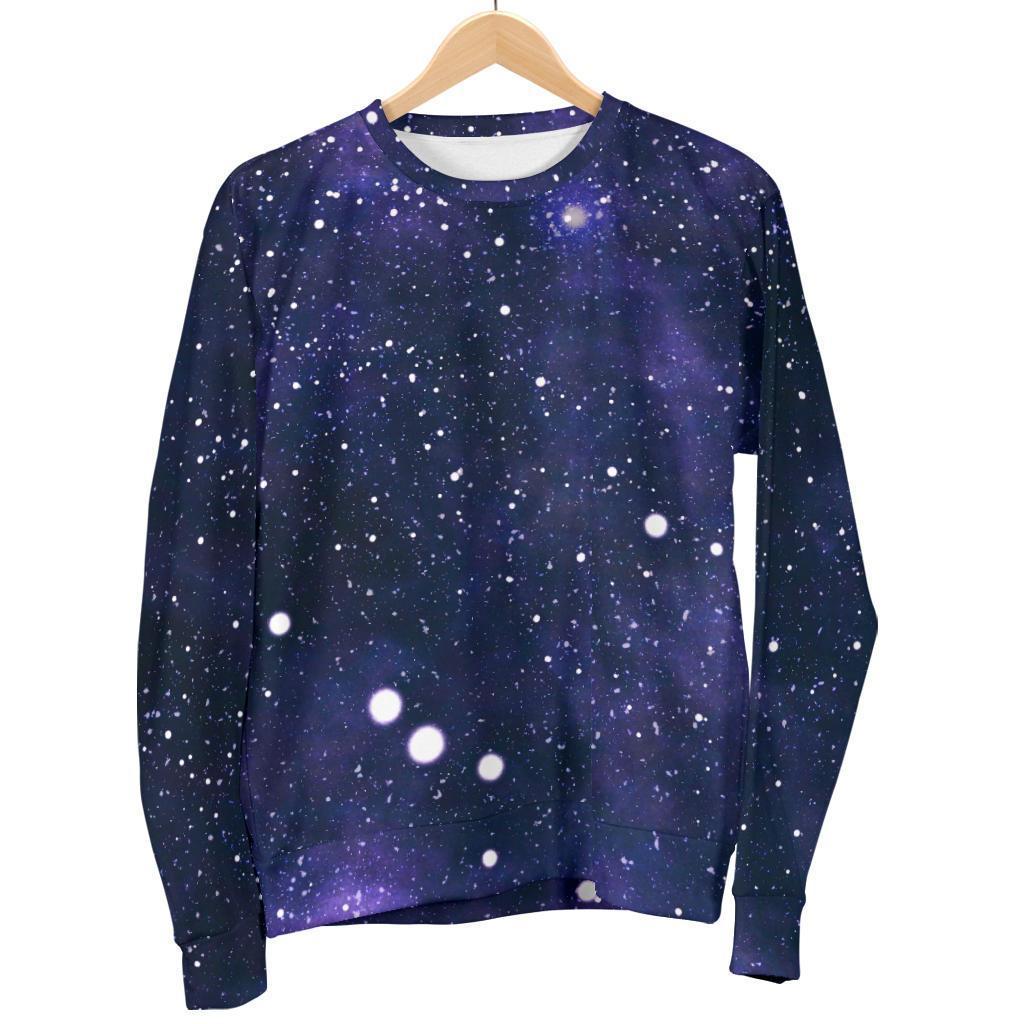 Dark Purple Galaxy Outer Space Print Men's Crewneck Sweatshirt GearFrost