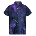 Dark Purple Galaxy Outer Space Print Men's Short Sleeve Shirt