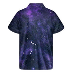 Dark Purple Galaxy Outer Space Print Men's Short Sleeve Shirt
