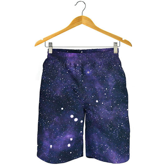 Dark Purple Galaxy Outer Space Print Men's Shorts