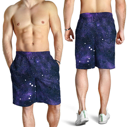 Dark Purple Galaxy Outer Space Print Men's Shorts