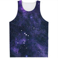 Dark Purple Galaxy Outer Space Print Men's Tank Top