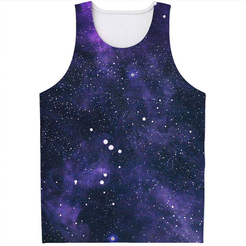 Dark Purple Galaxy Outer Space Print Men's Tank Top