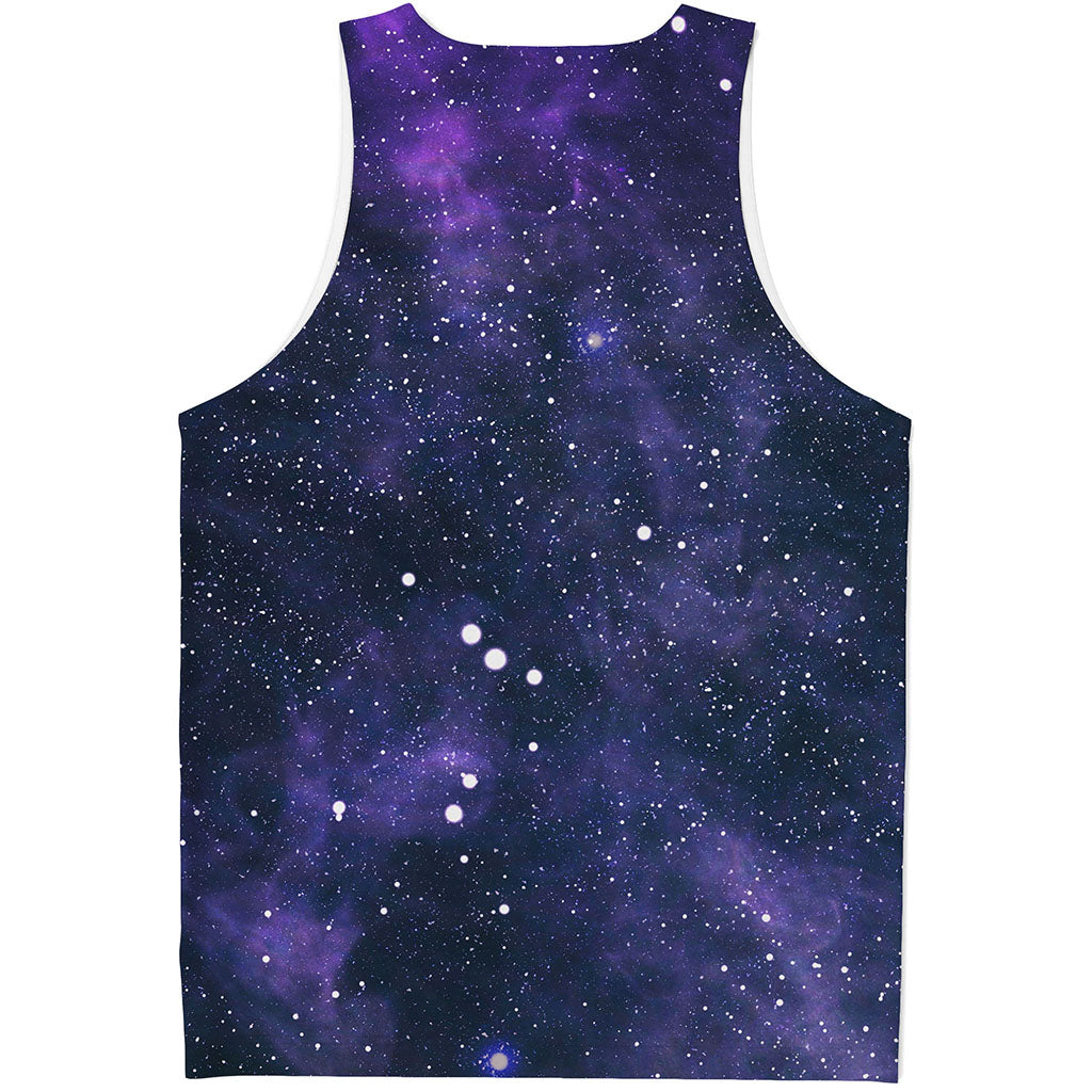 Dark Purple Galaxy Outer Space Print Men's Tank Top