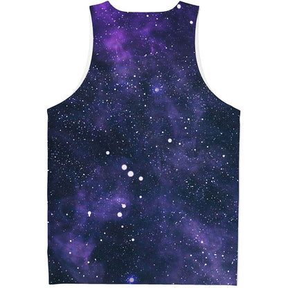 Dark Purple Galaxy Outer Space Print Men's Tank Top