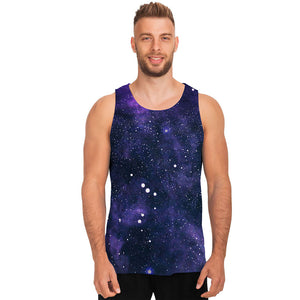 Dark Purple Galaxy Outer Space Print Men's Tank Top