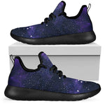 Dark Purple Galaxy Outer Space Print Mesh Knit Shoes GearFrost