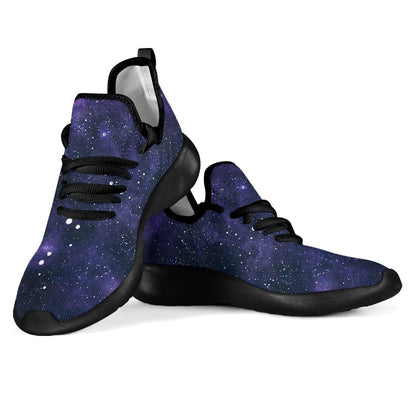 Dark Purple Galaxy Outer Space Print Mesh Knit Shoes GearFrost