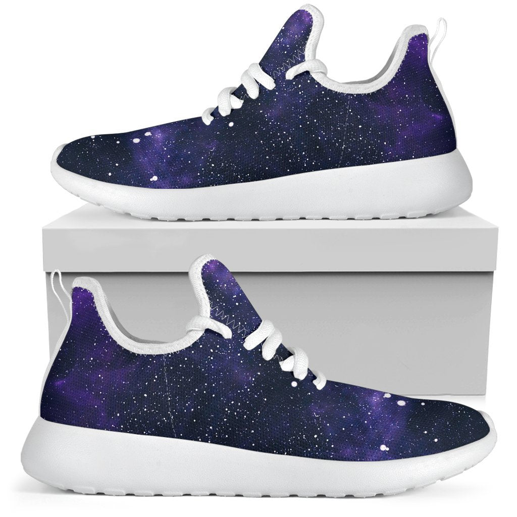 Dark Purple Galaxy Outer Space Print Mesh Knit Shoes GearFrost